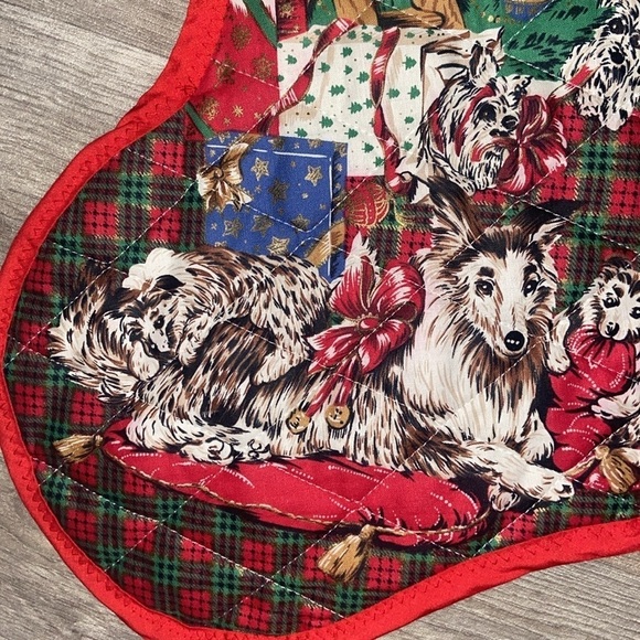 3/55$‎ Red Christmas Holiday Vintage 80’s stocking dogs colley gifts Christmas - Picture 7 of 11